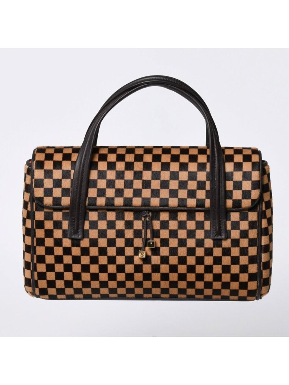 Louis Vuitton Lion Handbag Brown Leather Damier Sauvage Gold